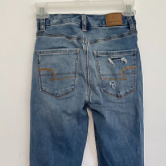 AMERICAN EAGLE Ne(x)t Level Stretch Hi-Rise Jegging Ripped High Waisted 00 CURVY - Picture 10 of 12